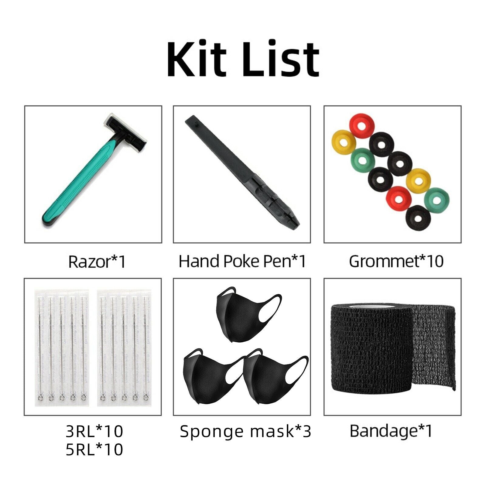 Complete Tattoo Kit Tattoo Pen Tool Cohesive Bandage Tape Tattoo Supplies