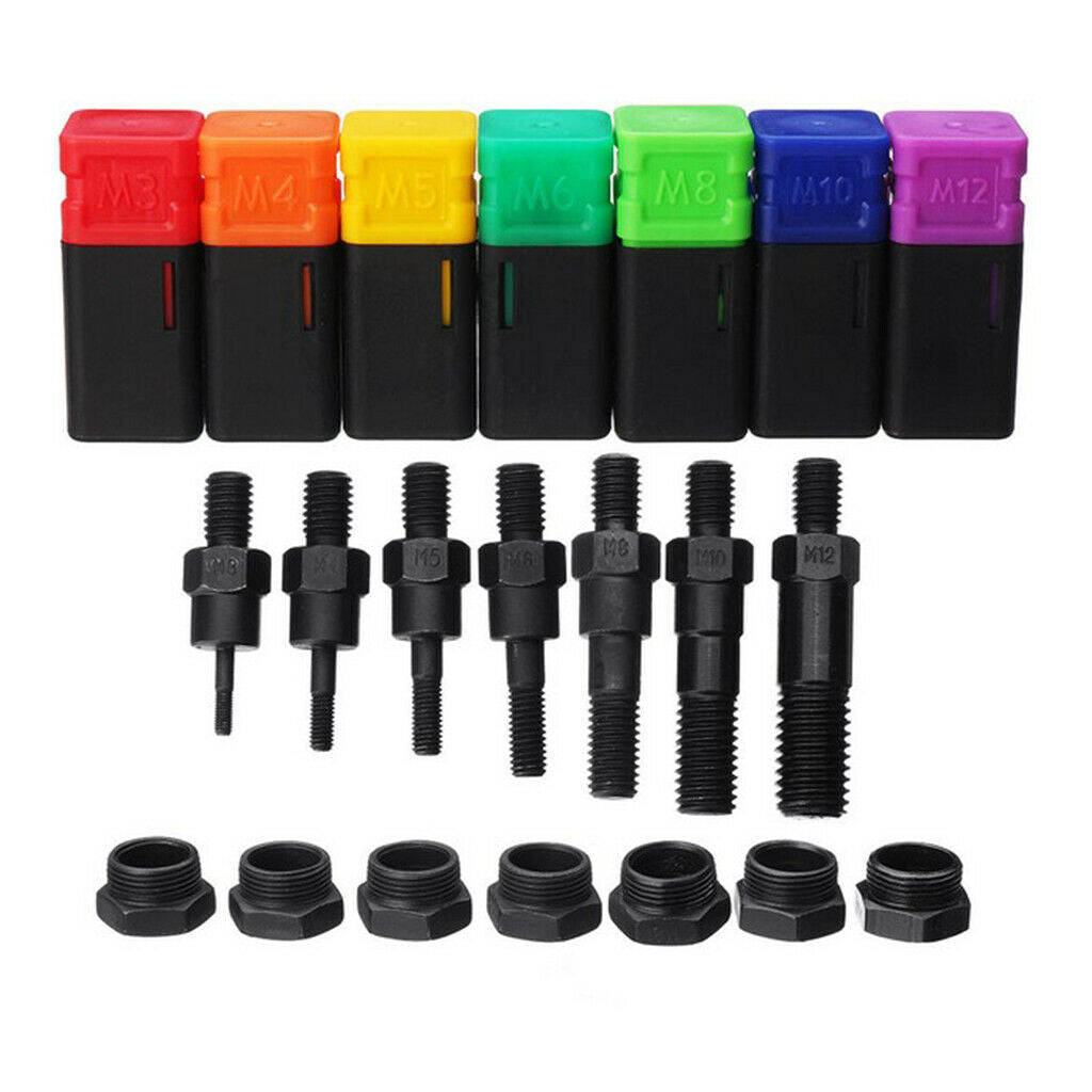 4-Piece Heavy-duty Hand Riveter Gun Nutsert Kit SAE Rivet Nut Mandrels Black