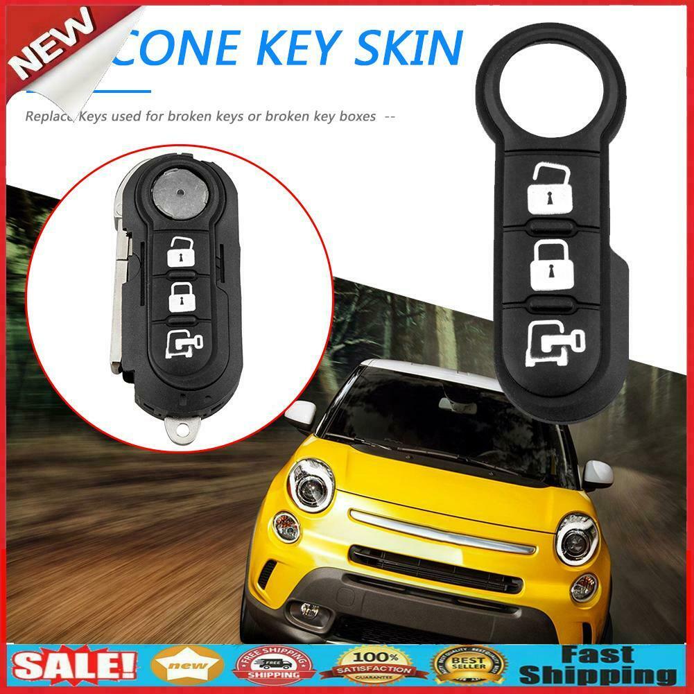 3-Button Key Fob Repair Rubber Pad Black for Fiat 500 Panda Abarth Punto @