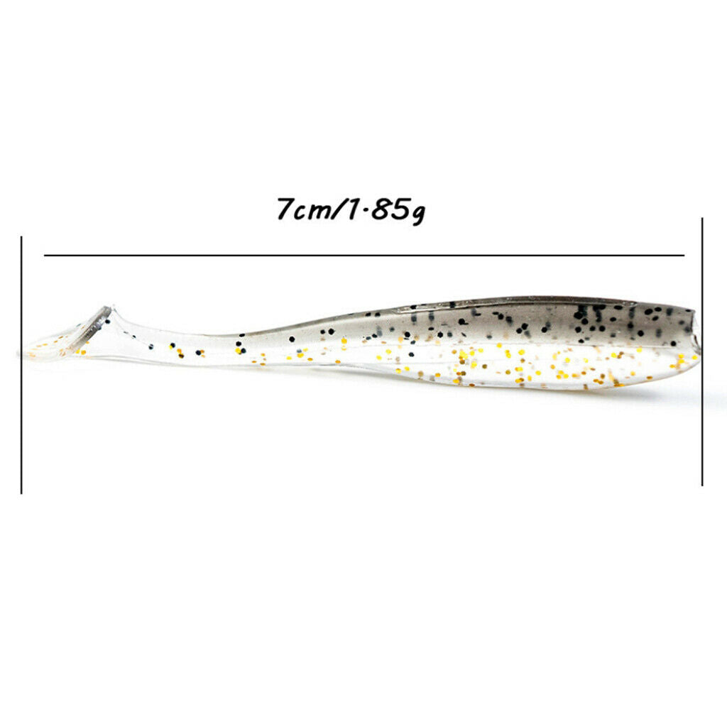 60x Artificial Swimbaits Minnow Shad Paddle Tail Worms Fishing Shiner Baits