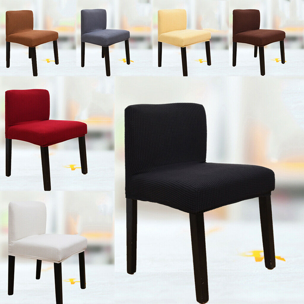 Stretch Short Back Dinning Chair Seat Cover for Banquet Black Slipcovers