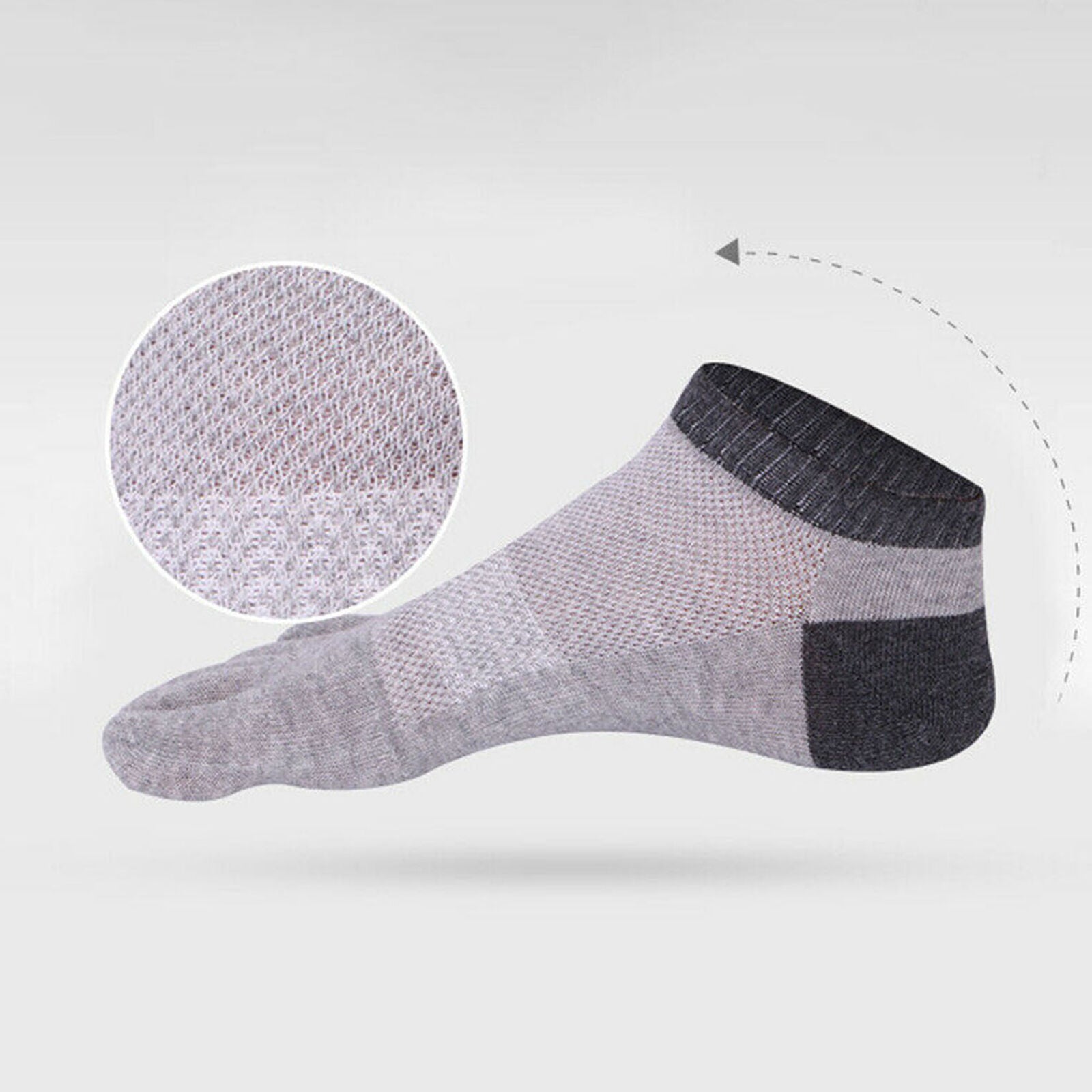 5 Pack Men Cotton Toe Five Finger Socks Low Cut Ankle Casual Sport Breathe