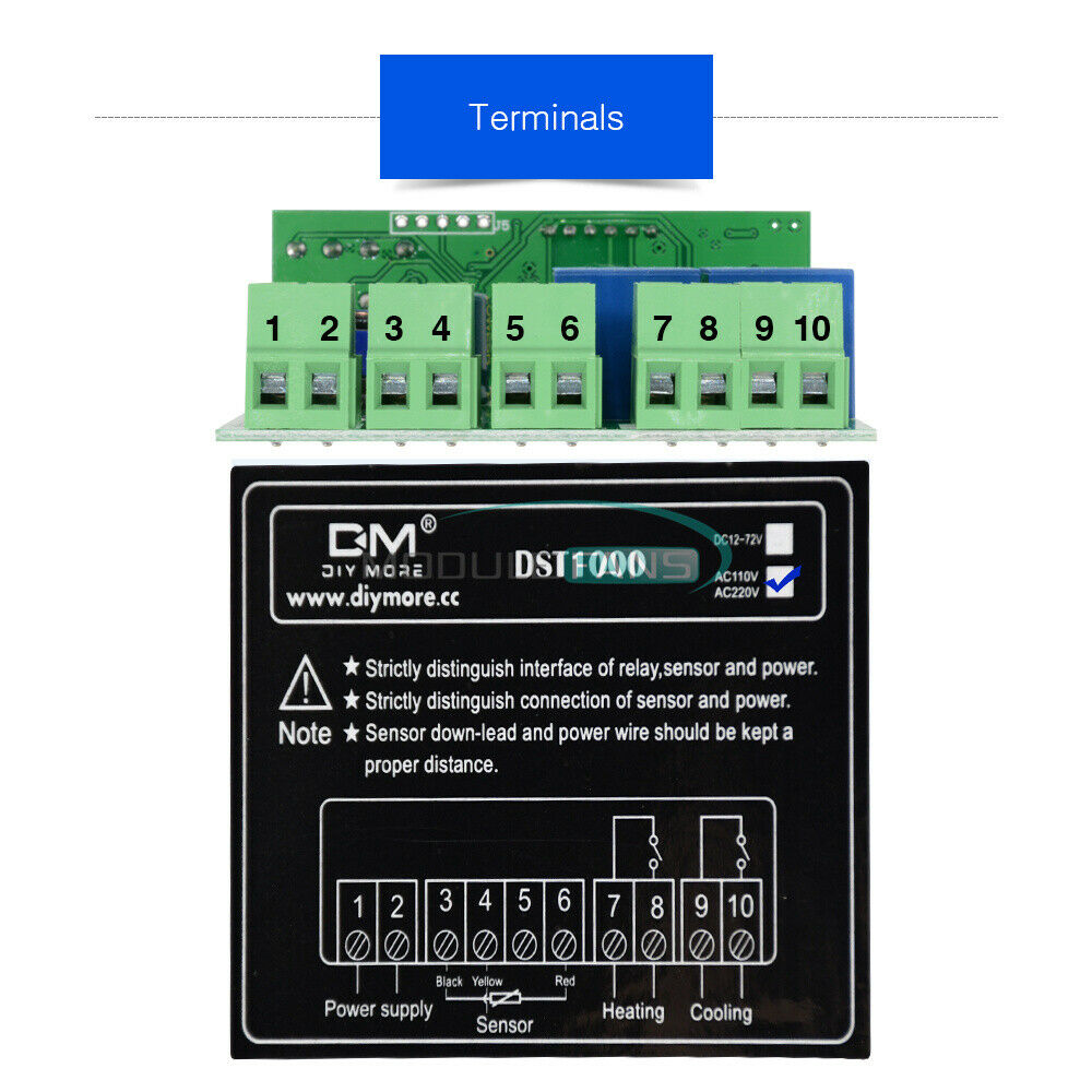 DST1000 AC 100/220V Thermostat Temperature Controller and DS18B20 Probe Sensor