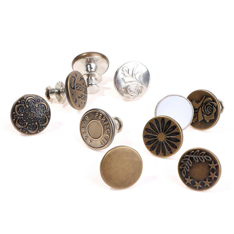 6pcs Detachable Buttons Universal Jeans Clip Snap Button Perfect Fit No S.l8
