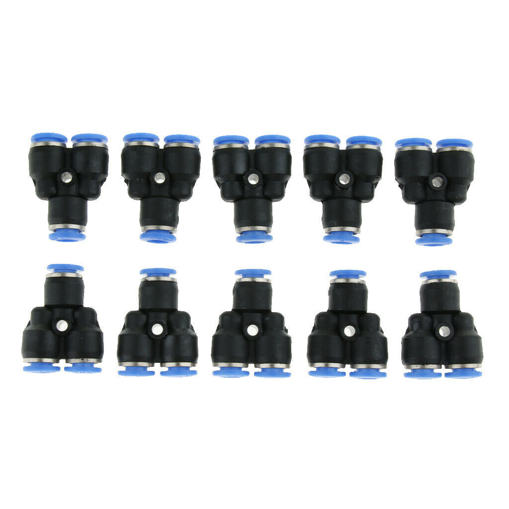 10 Pcs Pneumatic Y Connector Hose Tube 6mm 1/4'' Air Push To Connect Fitting