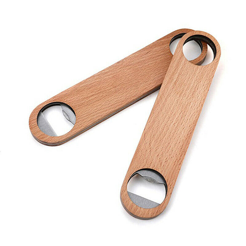 Hotel Flat Board Speed Bottle Opener Home Beer Cap Wooden Cover Stainless.l8