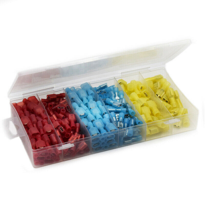 240PCS Nylon Electrical Crimp Wire Connectors Terminals Spade Insulated with Box