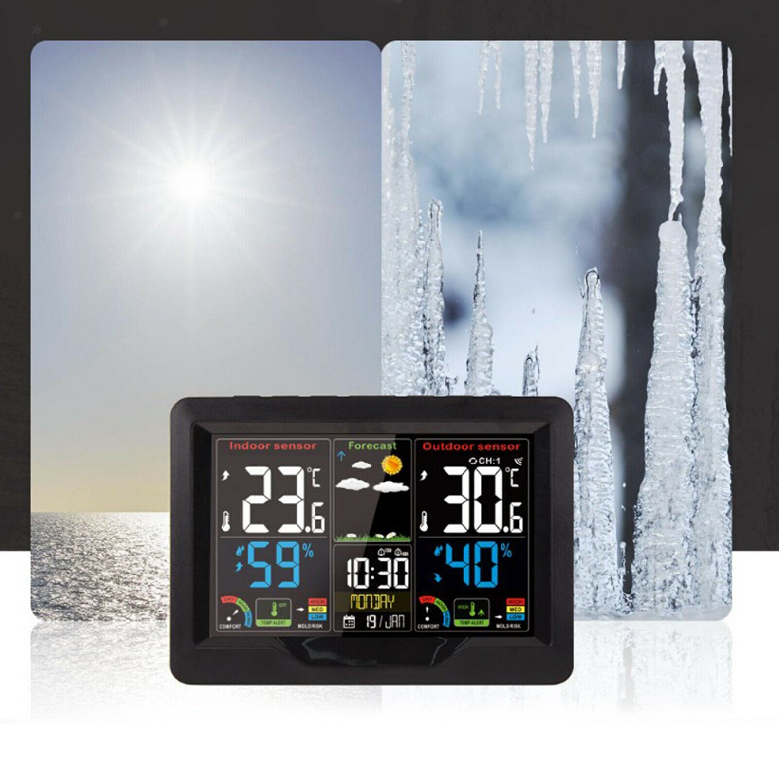 Digital Weather Station Wireless Temperature Humidity Date Calendar Thermometer