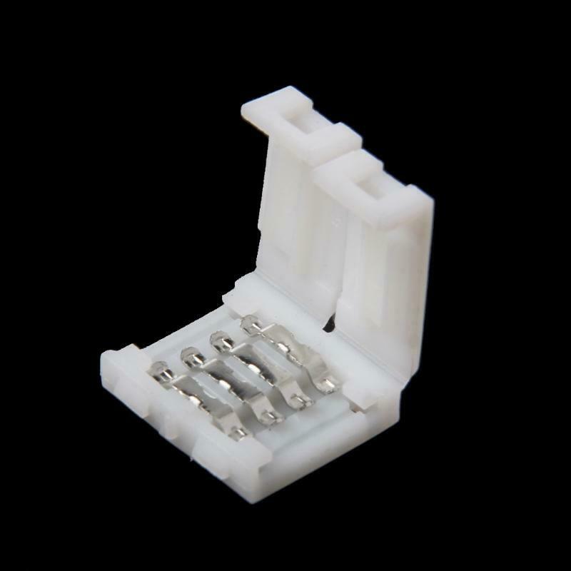 Solderless Clip-on Coupler Connector 4 Pin 10mm For 5050 RGB LED Strip Light
