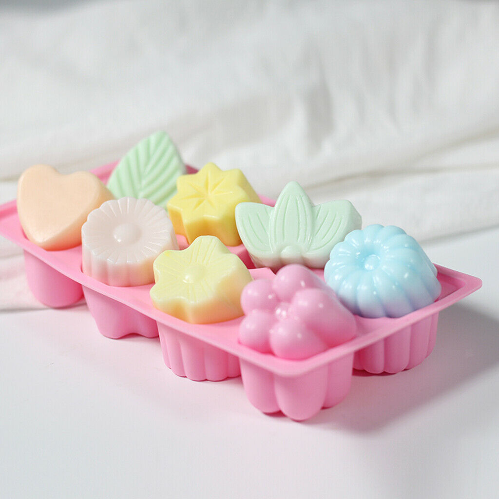 8 Cavity Assorted Silicone Flower Soap Mold DIY Soap Biscuit Muffine Mold