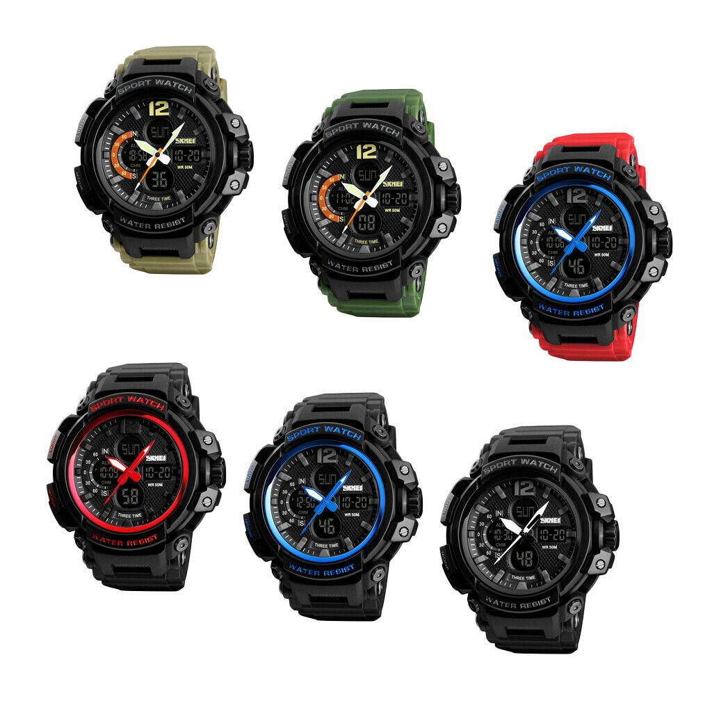 Multifunction LED Waterproof Sports Teens Quartz Digital Watch Black