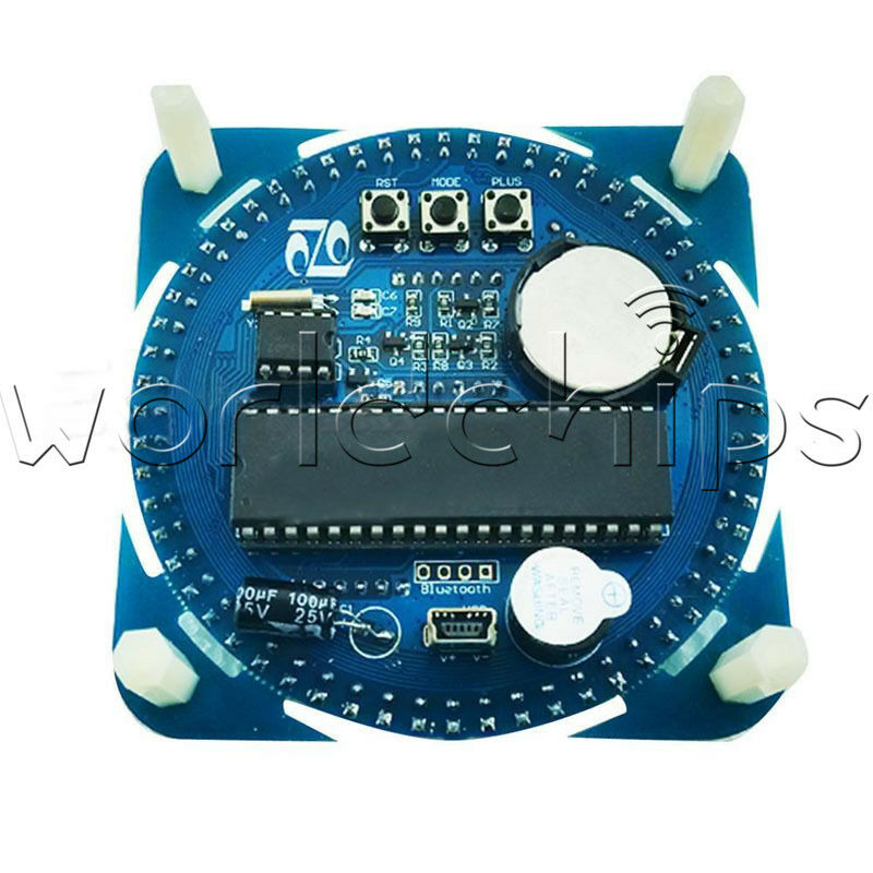 DS1302 Rotating LED Electronic Digital Clock DIY Kit 51 SCM Learning Board 5V