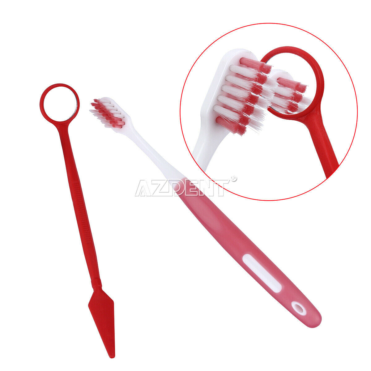 10X Dental Ortho Toothbrush Interdental Brush Floss Mirror Wax Traction RED Kit