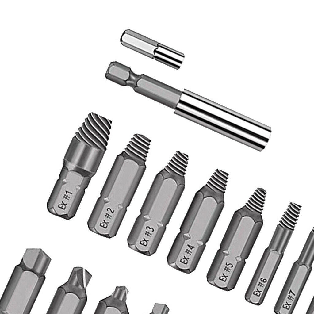22xDamaged Screw Remover Set  Extractor Drill Bits Broken Bolt Stripped
