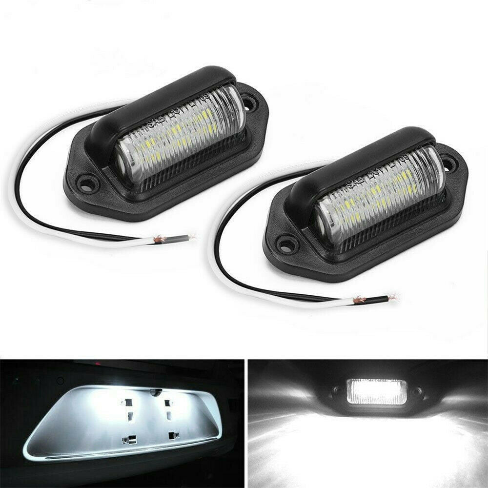 Pair Universal LED License Number Plate Light Lamps for Truck SUV Trailer Lorry