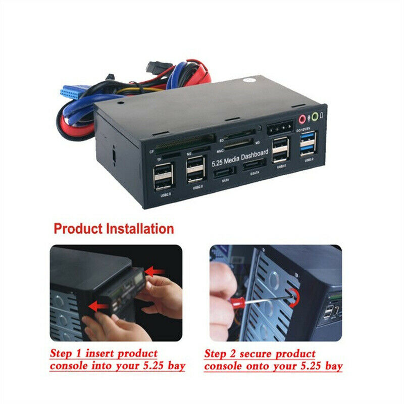 Multi function Front Panel Media Dashboard USB 3.0 Hub Card ReaderBDAU