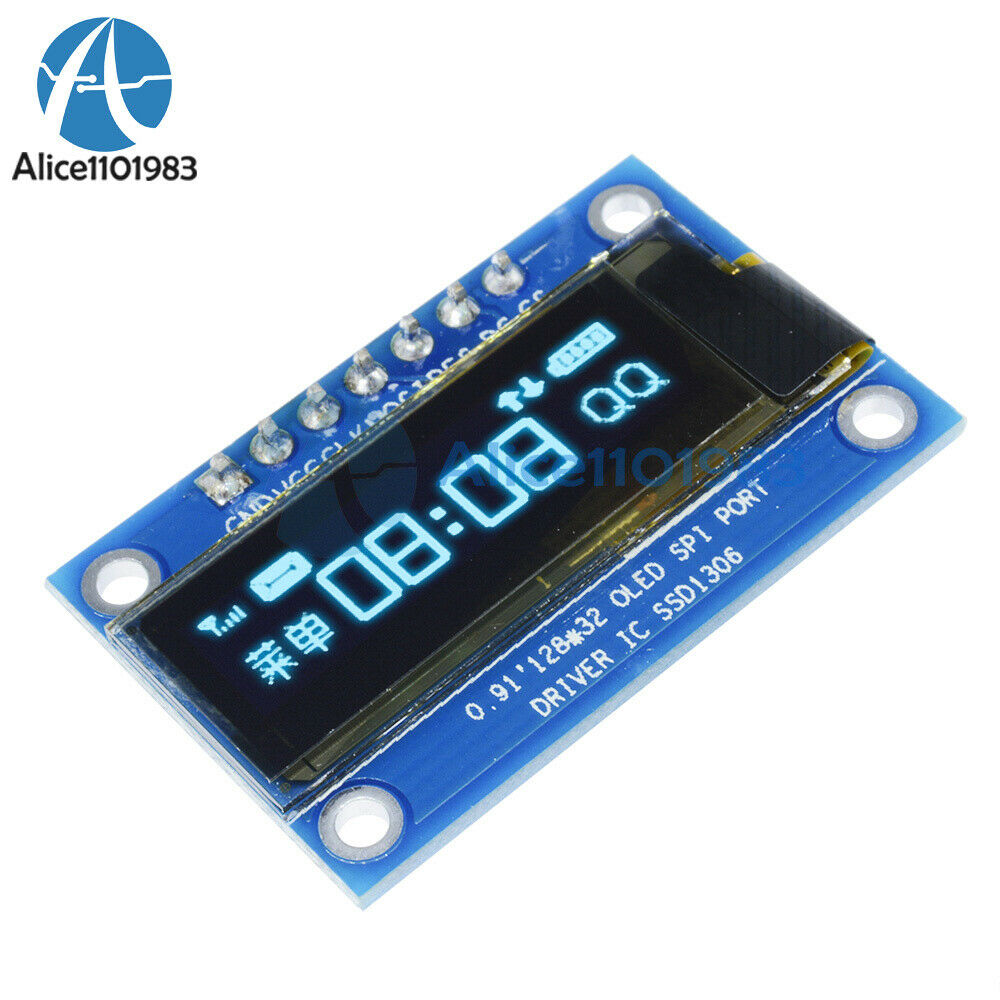 0.91" inch 128*32 Blue SPI OLED LCD Display Module DC 3.3V 5V Screen For Arduino