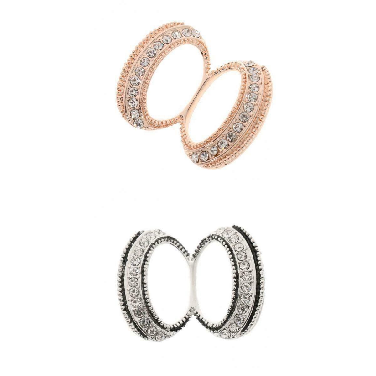 2pcs Crystal Oval Scarf Ring Elegant Simple Design Metal Scarf Jewelry Gift