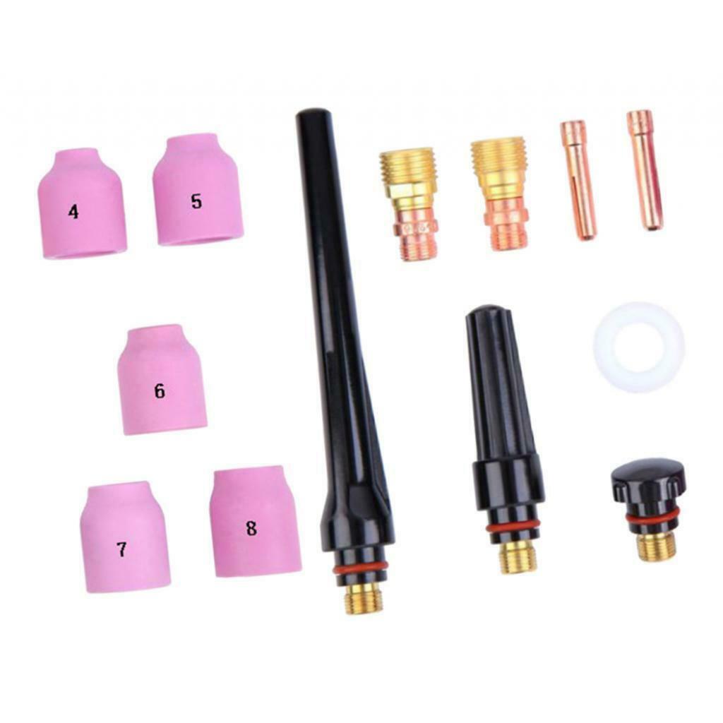 13x TIG Welding Torch Accessories Kit Collets Body Alumina Nozzle Back Cup Kit