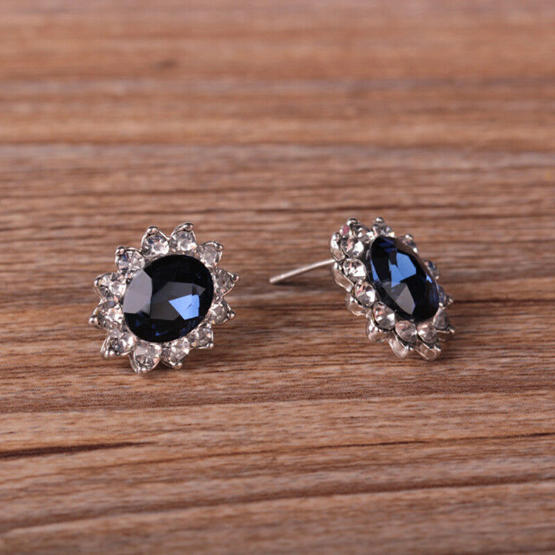 Fashion Blue Crystal Wedding Snowflake Necklace Earrings Jewelry Sets Gift S Lt
