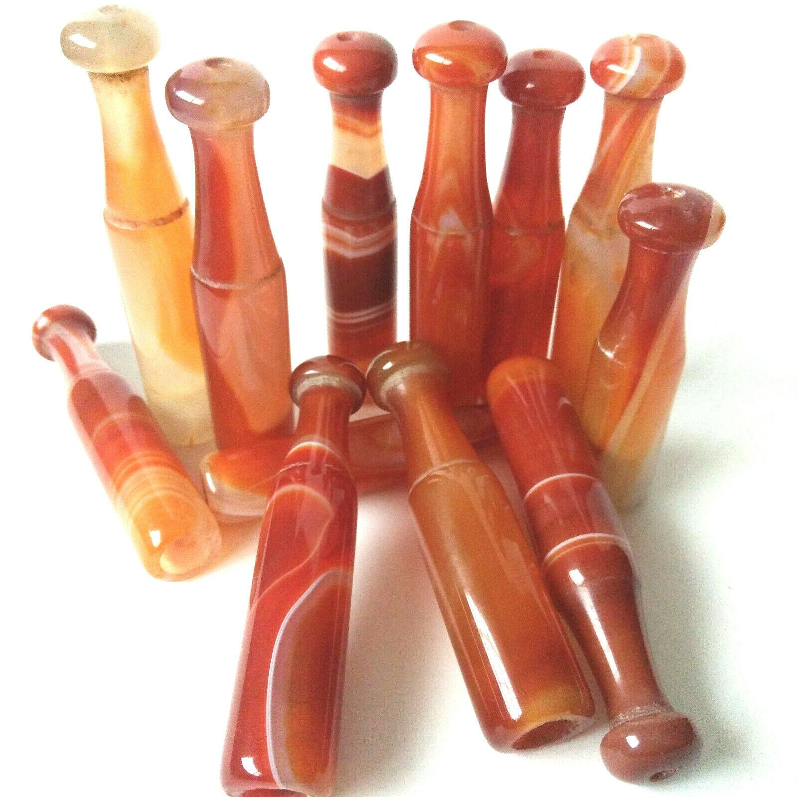 5pcs Brazil Pure Red manual agate cigarette pipes holder natural jade pipe holde