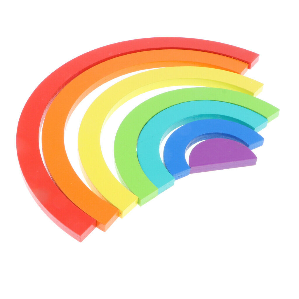 Wooden Rainbow Stacking Game Fun Nesting Educational Toys for Baby Toddler