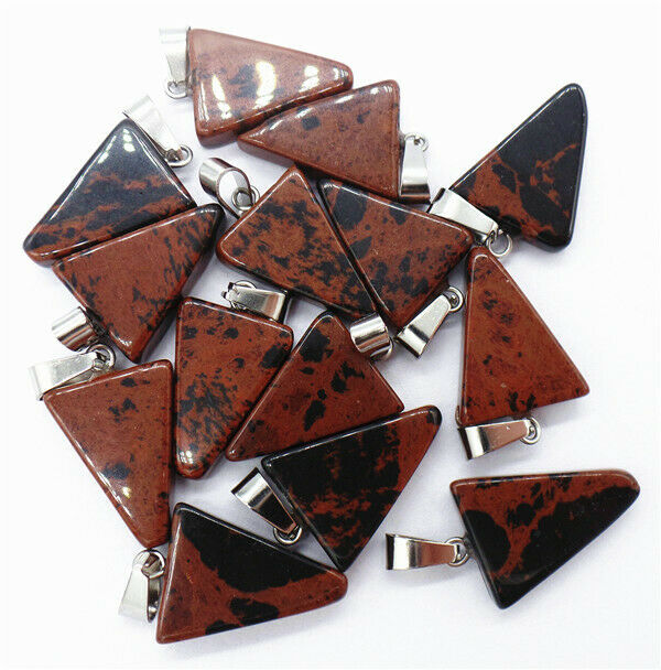 100Pcs 20x15x6mm Natural Mahogany Obsidian Triangle Pendant Bead DIY HH8212