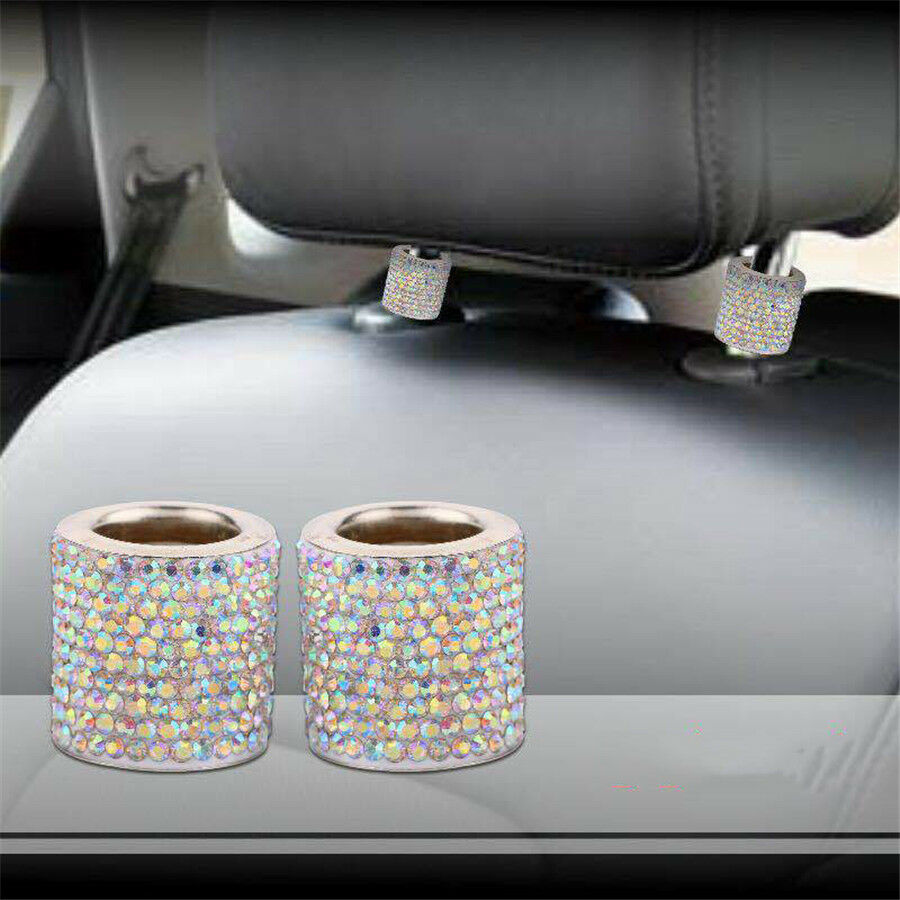 4 Pcs Stylish Classy White Rhinestone decorative Ring Car Interior Accessories