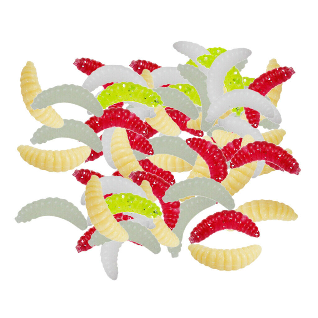 100 Pcs / Set Fishing Soft Maggot Worm Bread Bug Maggot Bait Mixed