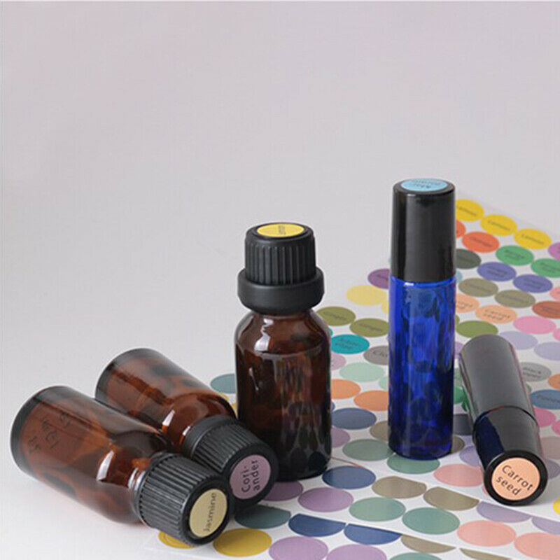 192pcs/sheet Pre-Printed Essential Oil Bottles Cap Lid Labels Round Circl.l8