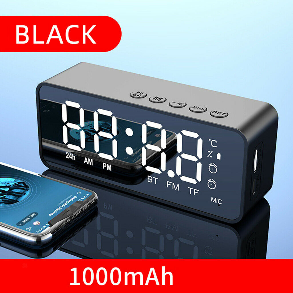 Bluetooth Speaker Mini Dual Alarm Temperature Clock Large Mirror Screen