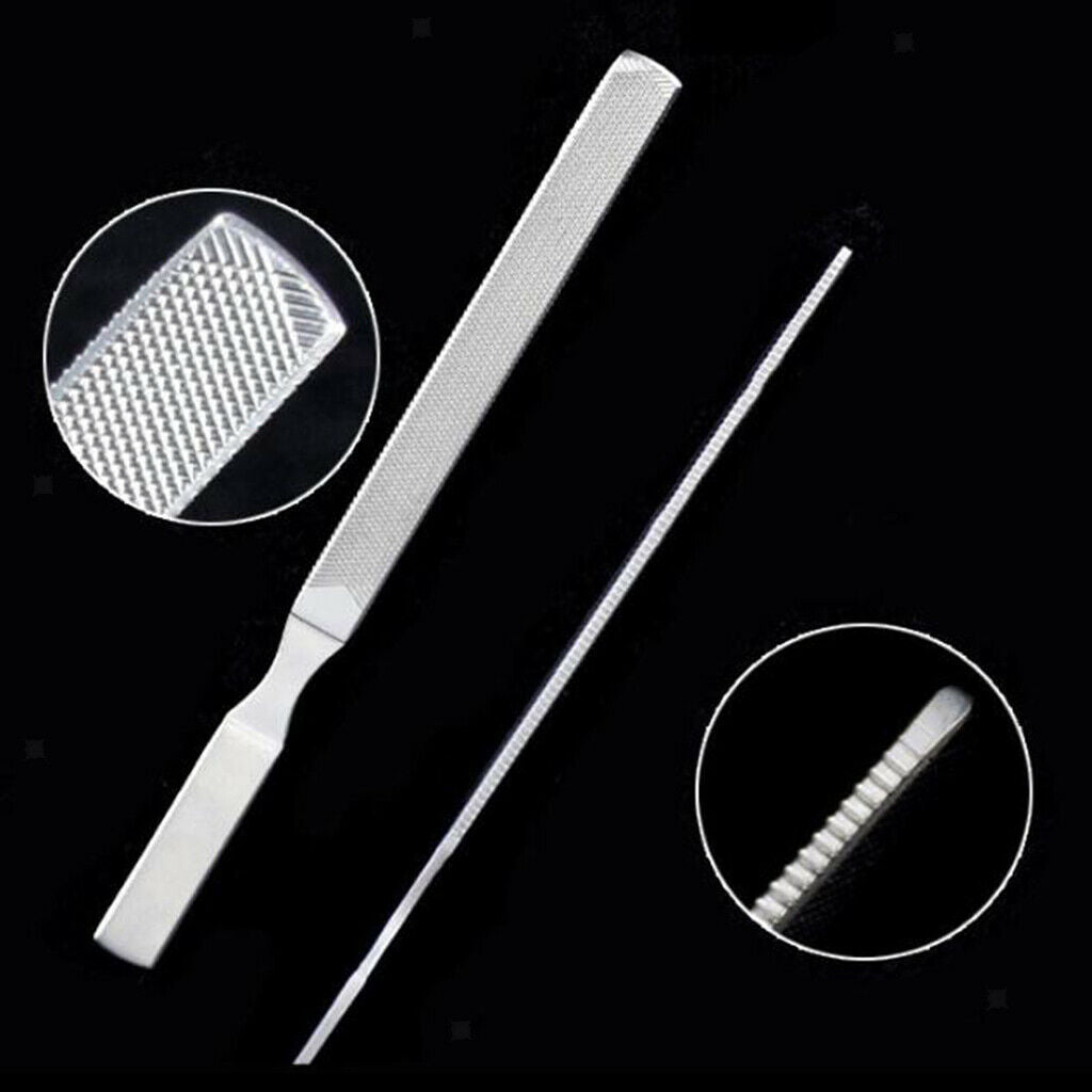 2Pcs Stainless Steel Exfoliating Nail Files Double Sided File Bar Grinding