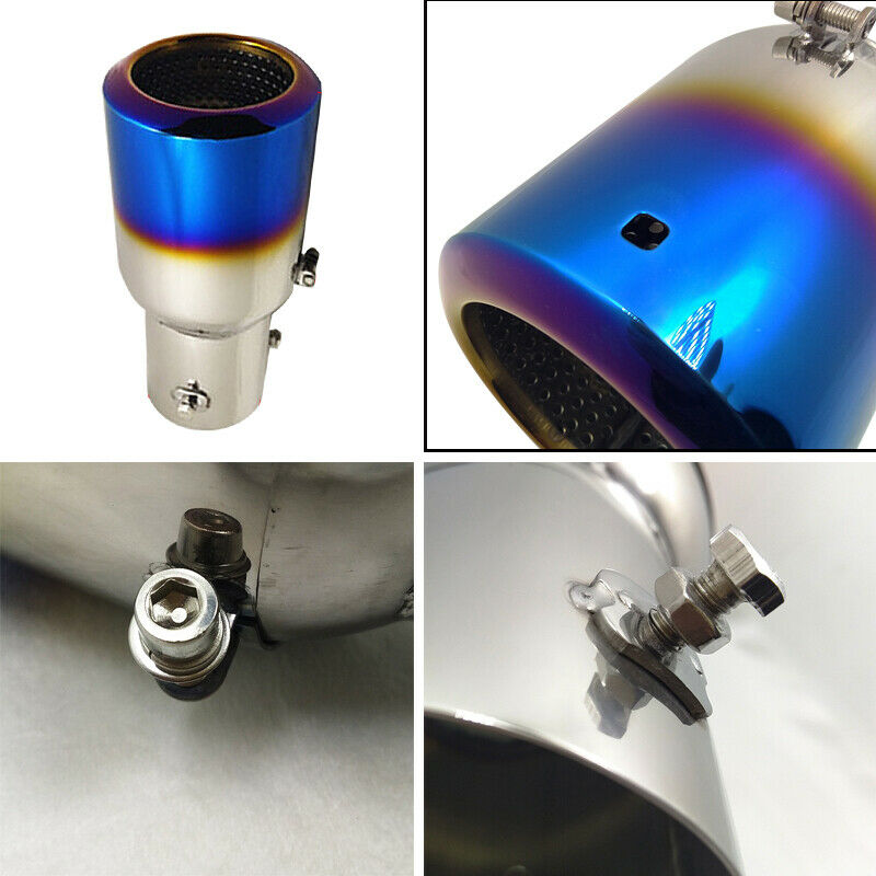 76MM Stainless Steel Car Exhaust Pipe Muffler Tips Auto Bluing Tail Throat Tube
