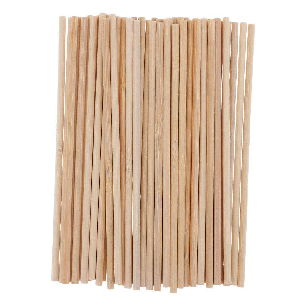 50 Pieces Bamboo Wood Stick Unpainted Wooden Round Stick Dowel Rod 150mm