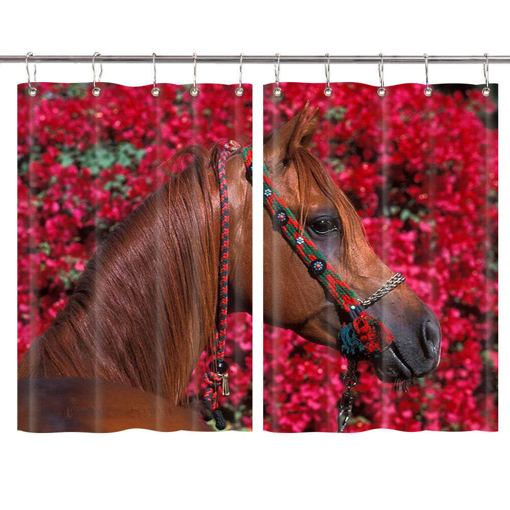 Horse and Safflower Window Treatments for Kitchen Curtains 2 Panels,55X39 Inches