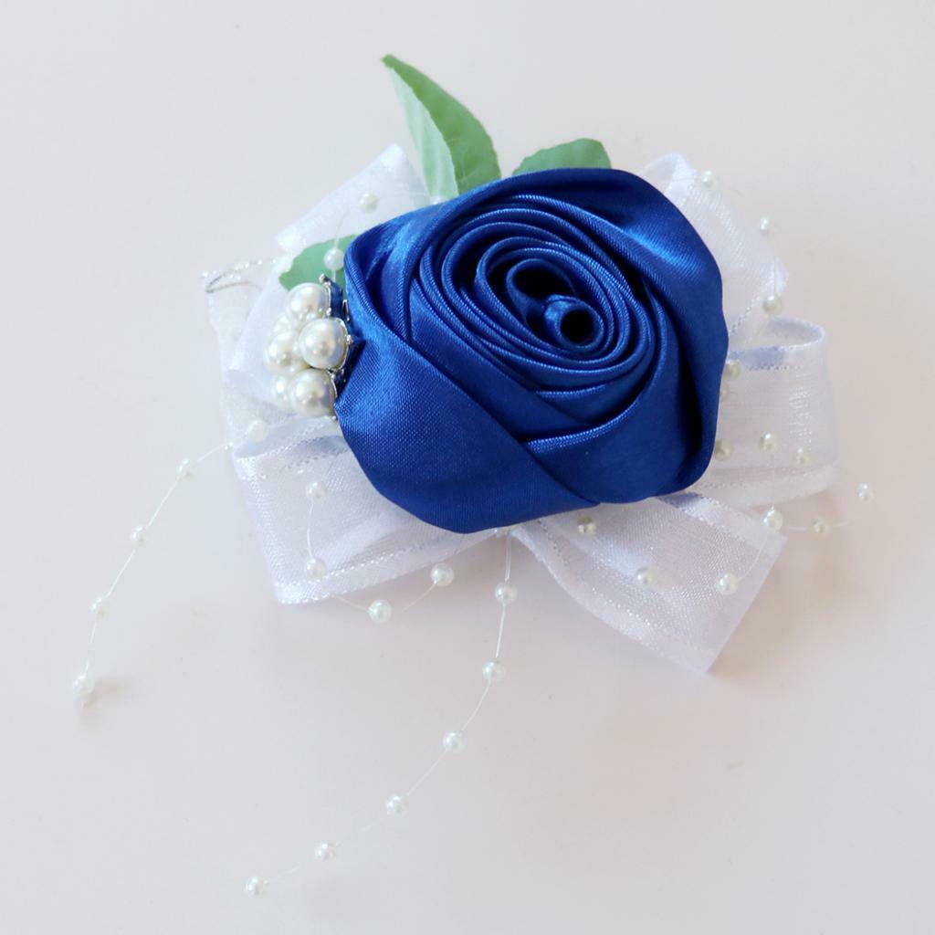 10pcs Romantic Pearls Wrist Corsage Rose Hand Flower Wedding Party Supplies Gift