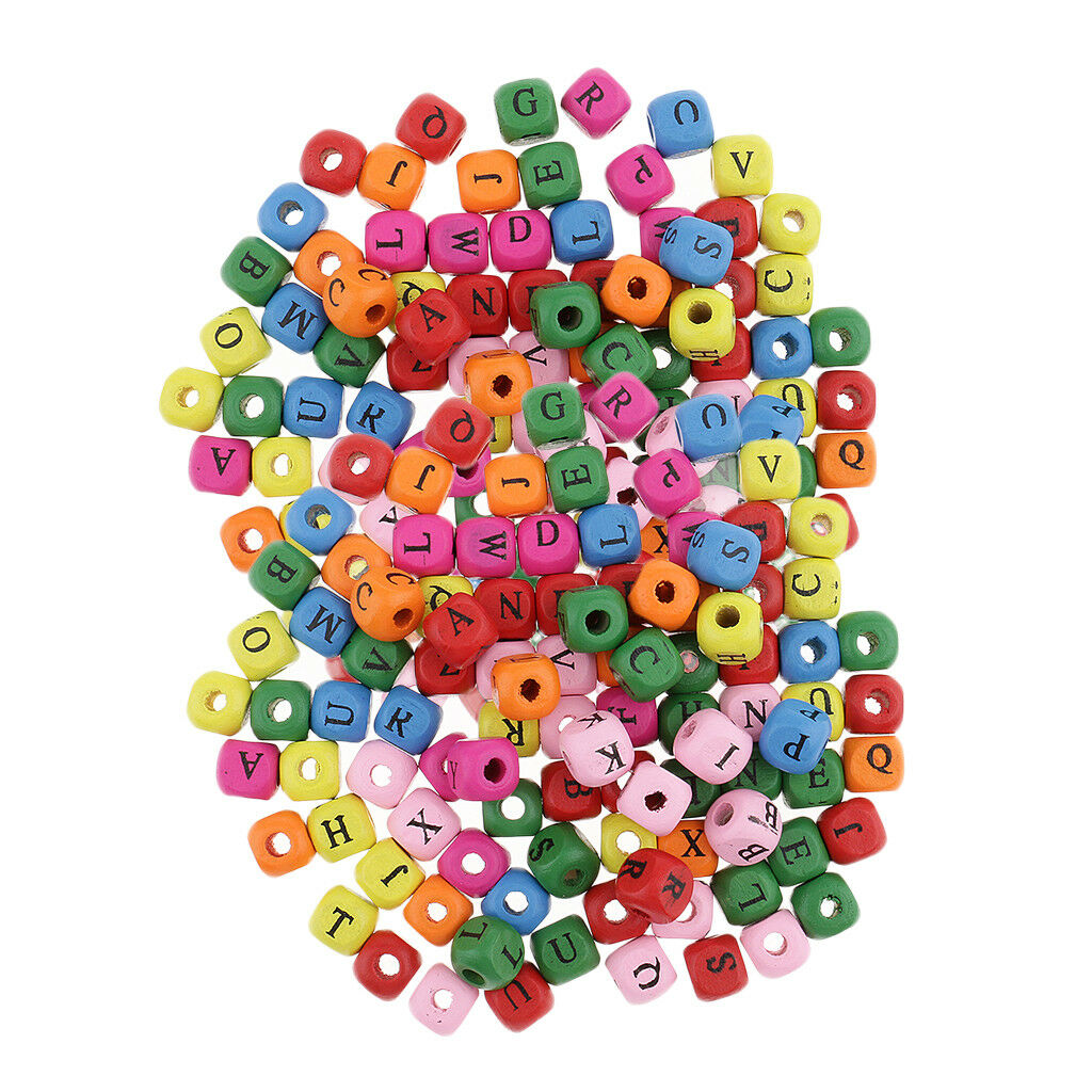 200pcs Mini Wooden Alphabet Letters Cube Beads Charms Jewelry Findings 10mm