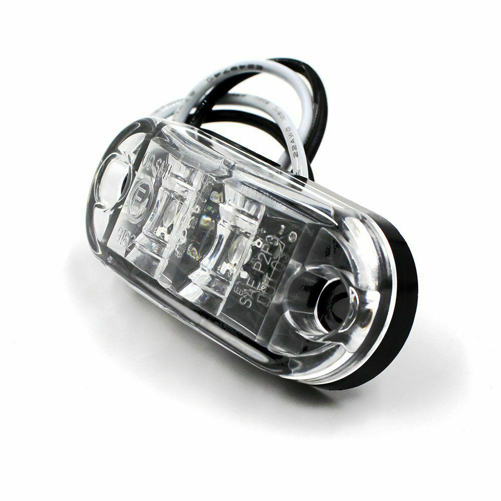 6PCS 2.6" Clearance White Oval Led Lamp 2 Diode Trailer Truck Side Marker Light