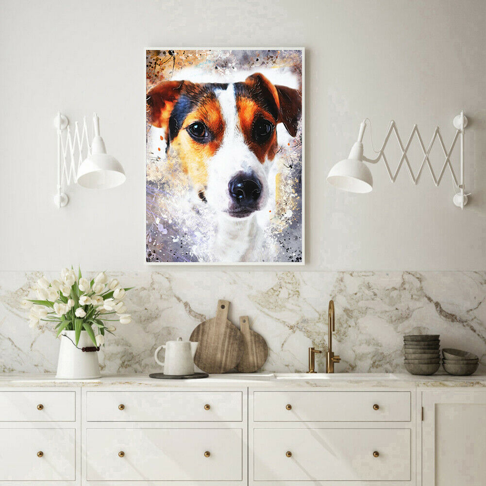5D DIY Full Round Diamond Painting Dog Handmade Cross Stitch Art Home Decor @
