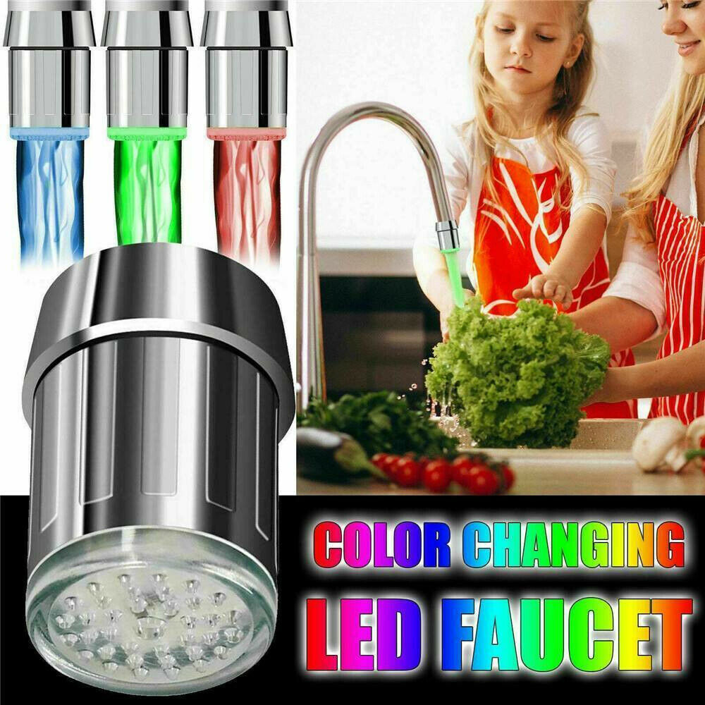 Seven-Colors Changing Temperature Sensor LED Light Glow Water Faucet Stream Tap