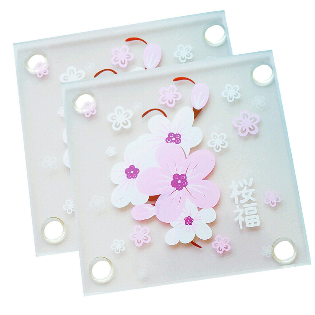 Japanese Cherry Blossoms Wedding Glass Coasters, Set of 2