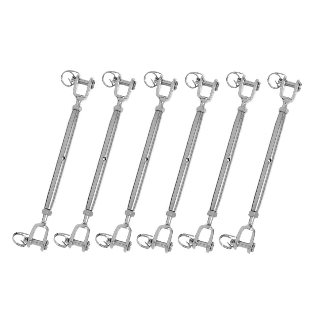 6 Pieces Stainless Steel Turnbuckle Jaw Wire Rigging Screw for Boat Yacht