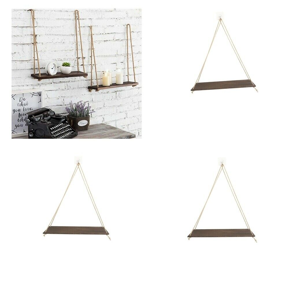 Set of 3 Wooden Decorative Wall Mounted Shelves Ourdoor Hanging Rack Decor