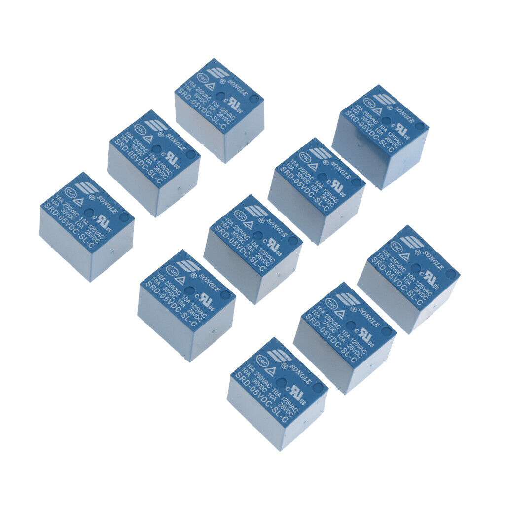10 pieces power relay Coil voltage: DC 5V; Load capacity: 10A 250VAC
