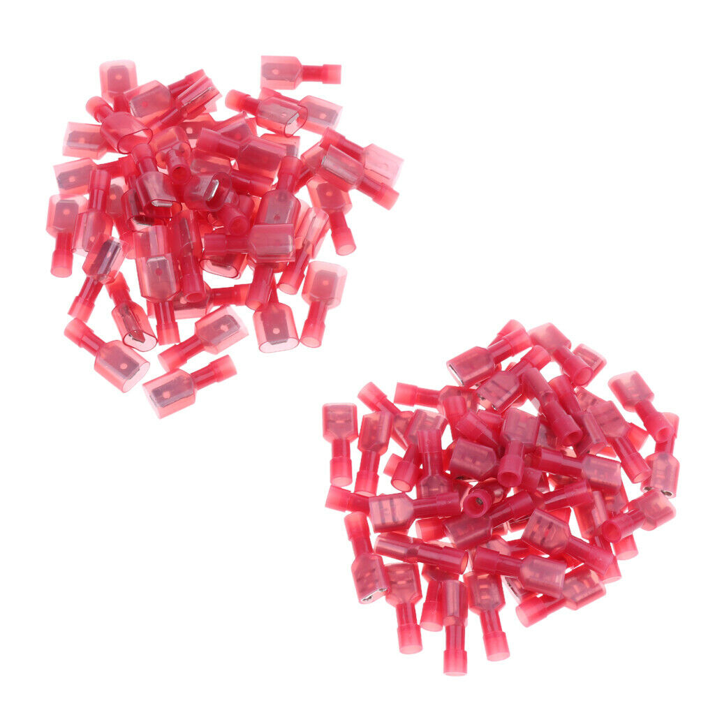 100 Pieces 22-16 Gauge Nylon Fully Insulated Male Female Spade Terminals Kit
