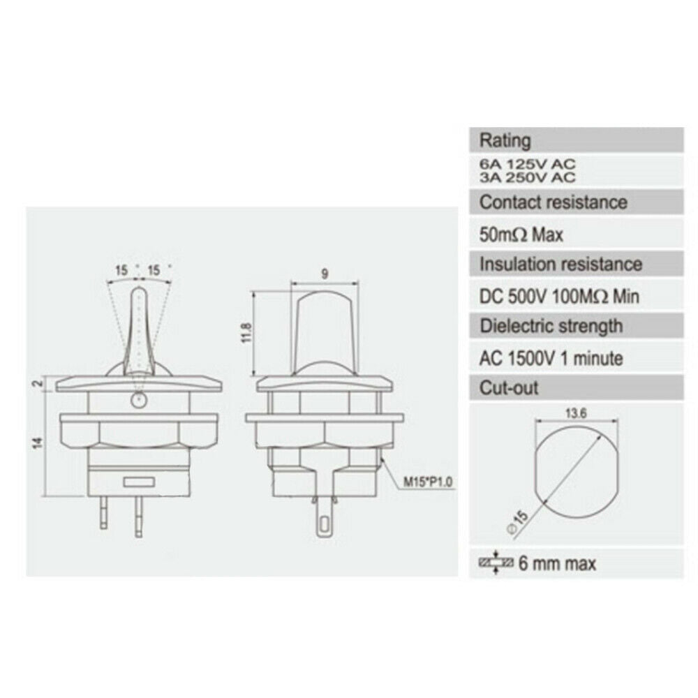5PCS R13-402I SCI Bilateral Reset Toggle switch Rocker Toggle Switch