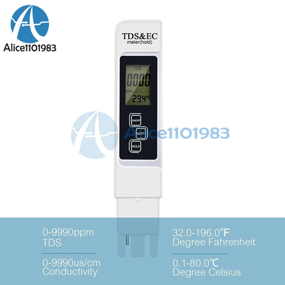 3 In 1 TDS EC PPM Multifunctional Water Quality Meter Tester Pen LCD Display