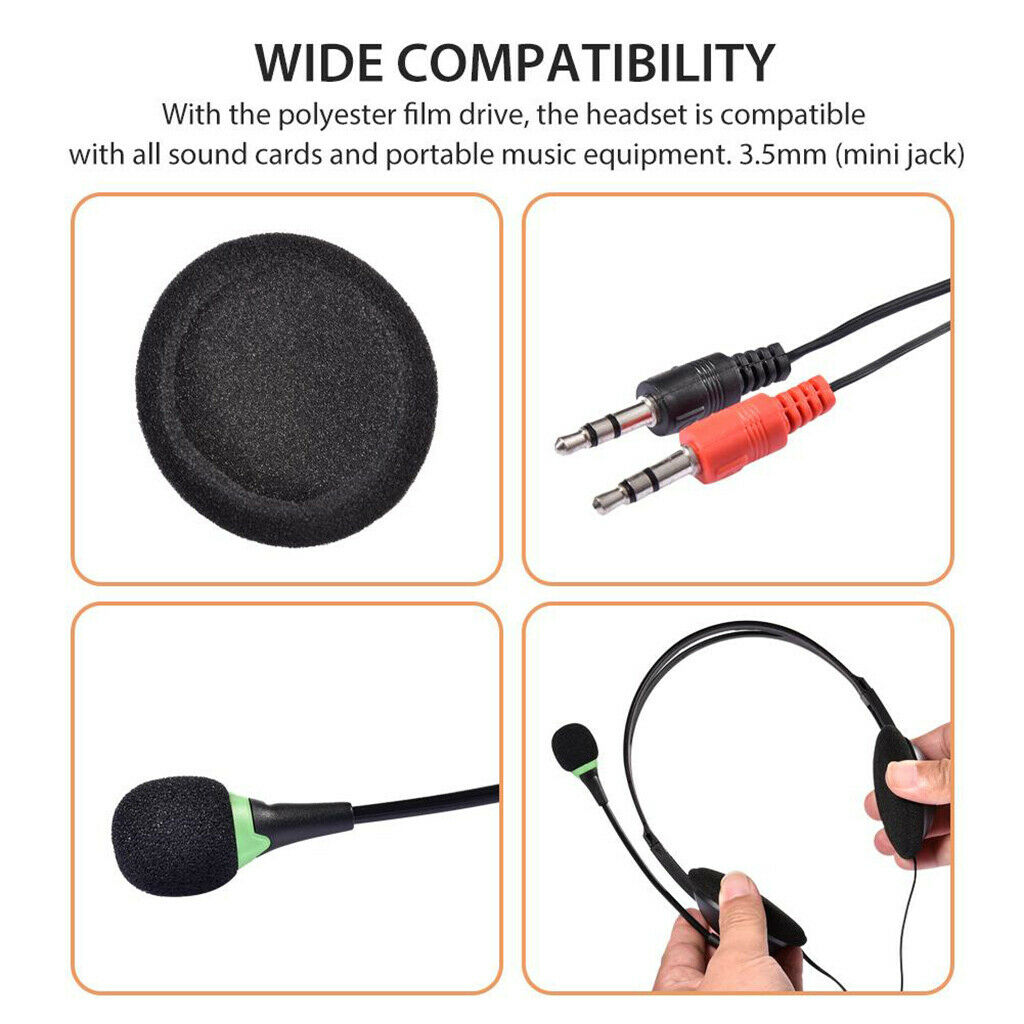 3.5mm Computer Headset with Microphone Noise Cancelling, Lightweight PC Headset