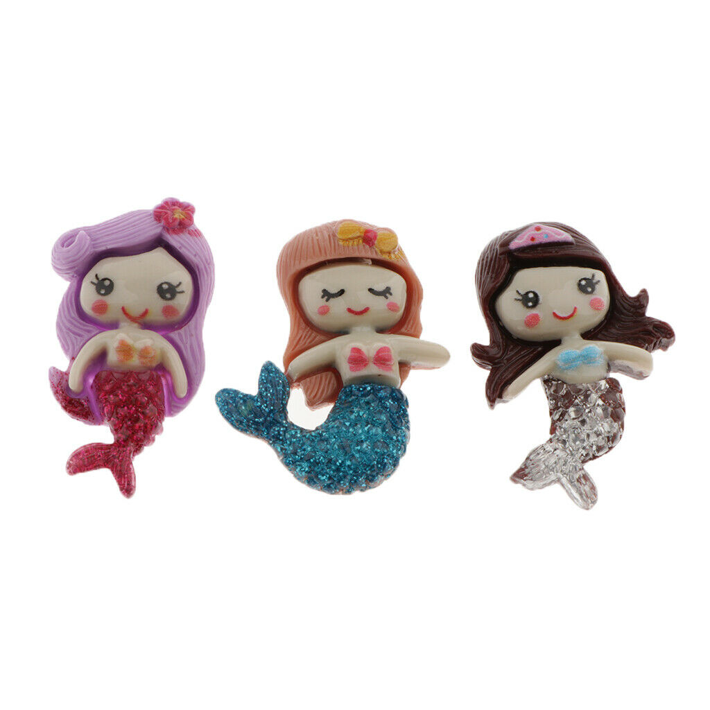 20pcs Cartoon Mermaid Flatback Bead for Handcraft Phone Case Decor Ornament