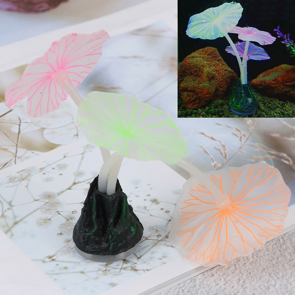 Aquariums accessory artificial coral reef glowing fish tank lotus leaf lum.l8
